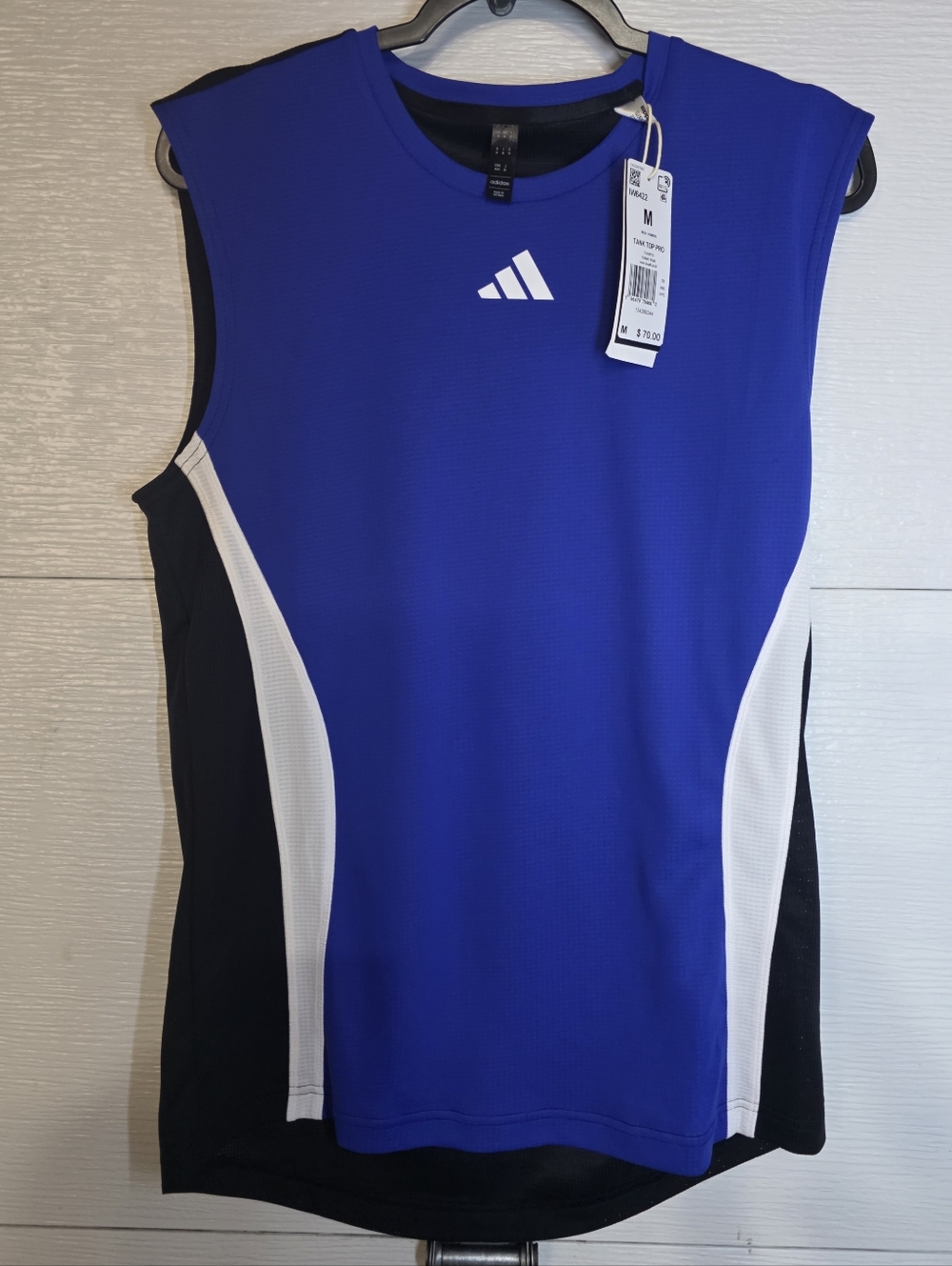 adidas Sleeveless Athletic Tank Top - Royal Blue, Black & White